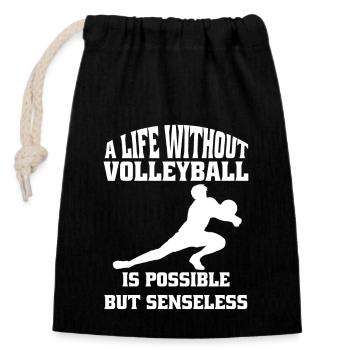 Volleyball Geschenk Beachvolleyball Volleyballerin - Verschließbarer Geschenkbeutel aus Baumwolle (14x20cm) - Schwarz - Vorne