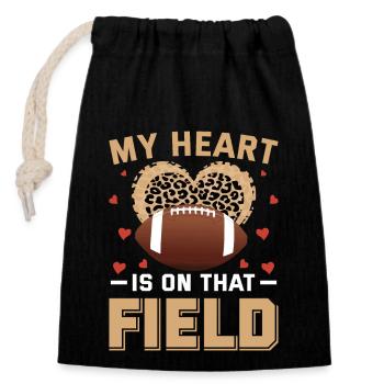 My Heart Is On That Field Football For America Foo - Closable cotton gift bag (14x20cm) - black - Front