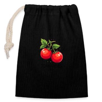 Tomates simples - Sac cadeau en coton avec cordon (14 x 20 cm) - noir - Devant