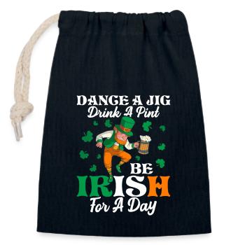 Dance A Jig. Drink A Pint. Be Irish For A Day - Verschließbarer Geschenkbeutel aus Baumwolle (14x20cm) - Navy - Vorne