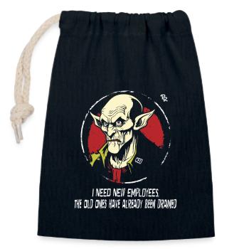 Employees wanted: Nosferatu CEO Vampire - Closable cotton gift bag (14x20cm) - navy - Front