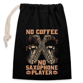 Saxophoniste Sans café Jazz Mélomane Amateur de café - Sac cadeau en coton avec cordon (14 x 20 cm) - noir - Devant