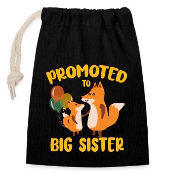 Cute Fox Promoted To Big Sister For Girls - Closable cotton gift bag (14x20cm) - black - Front