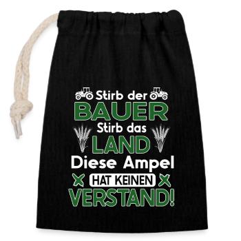 Bauern protestieren gegen Ampel - Landwirte Demo - Verschließbarer Geschenkbeutel aus Baumwolle (14x20cm) - Schwarz - Vorne