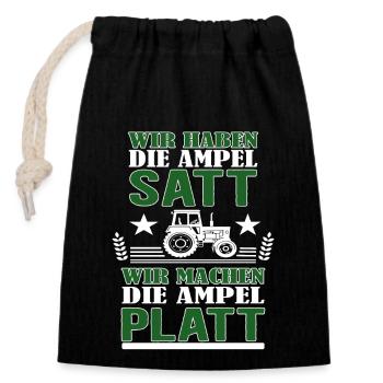 Landwirte protestieren gegen Ampel - Bauern Demo - Verschließbarer Geschenkbeutel aus Baumwolle (14x20cm) - Schwarz - Vorne