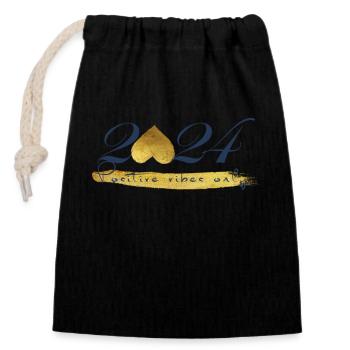 Uniquement des ondes positives - Sac cadeau en coton avec cordon (14 x 20 cm) - noir - Devant