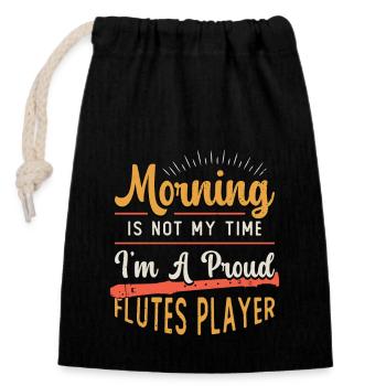 Flutes Player Morning Is Not My Time I'm A Flutist - Verschließbarer Geschenkbeutel aus Baumwolle (14x20cm) - Schwarz - Vorne