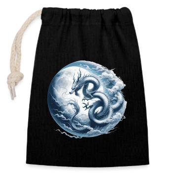 Dragon Moon Chinese Dragon Zodiac Symbol - Closable cotton gift bag (14x20cm) - black - Front