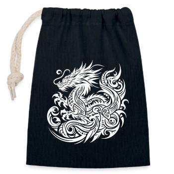 Drachen-Stammes-Tattoo Kunstvolles Symbol-Design - Verschließbarer Geschenkbeutel aus Baumwolle (14x20cm) - Navy - Vorne