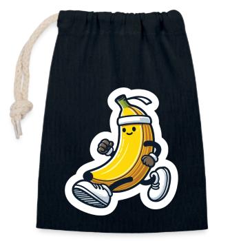 Sportliche Banane - Verschließbarer Geschenkbeutel aus Baumwolle (14x20cm) - Navy - Vorne