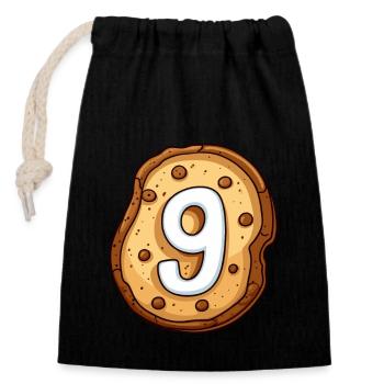 Birthday Cookie for Nine-Year-Old Kids - Closable cotton gift bag (14x20cm) - black - Front