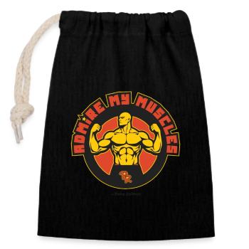 Admire my muscles, muscular bodybuilder - Closable cotton gift bag (14x20cm) - black - Front