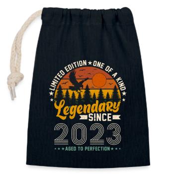Legendary Born in 2023 - Closable cotton gift bag (14x20cm) - navy - Front