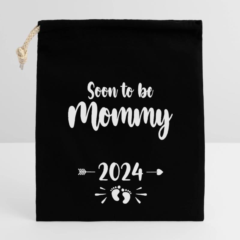 Mama wird bald Mutter 2024 Mutter schwanger Kinder Mot Verschließbarer Geschenkbeutel aus Baumwolle (14x20cm)