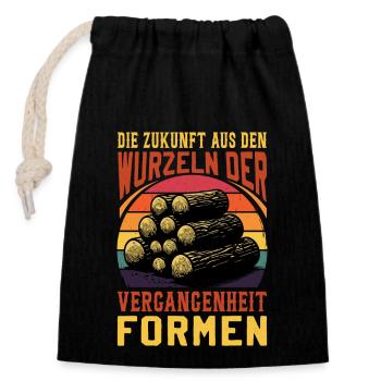 Inspirierender Spruch - Holzverarbeitung Holz - Verschließbarer Geschenkbeutel aus Baumwolle (14x20cm) - Schwarz - Vorne