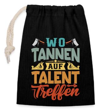 Retro Förster Waldarbeiter Spruch - Tanne - Verschließbarer Geschenkbeutel aus Baumwolle (14x20cm) - Schwarz - Vorne