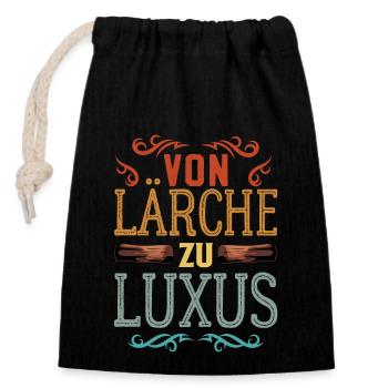 Retro Förster Waldarbeiter Spruch - Lärche - Verschließbarer Geschenkbeutel aus Baumwolle (14x20cm) - Schwarz - Vorne