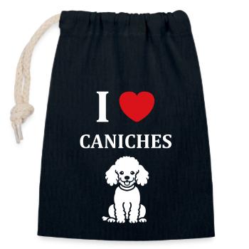 Humour chien petit caniche - Sac cadeau en coton avec cordon (14 x 20 cm) - bleu marine - Devant