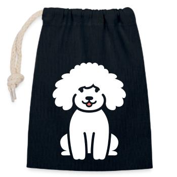 Humour chien petit caniche - Sac cadeau en coton avec cordon (14 x 20 cm) - bleu marine - Devant