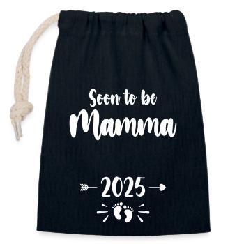 Mamma Soon To Be Mom 2025 Mother Pregnant Kids Mot - Closable cotton gift bag (14x20cm) - navy - Front