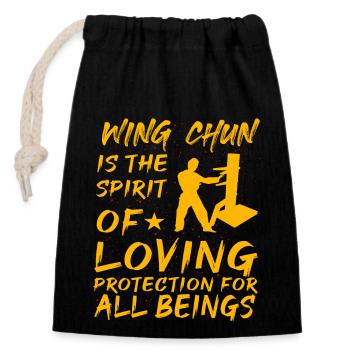 Wing Chun is the spirit of loving protection for - Closable cotton gift bag (14x20cm) - black - Front