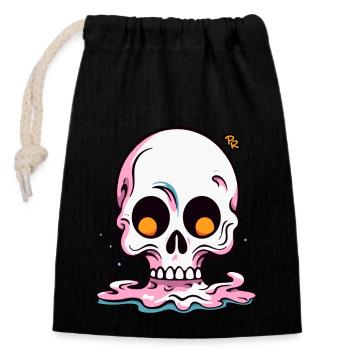 Melting Cartoon Skull - Closable cotton gift bag (14x20cm) - black - Front