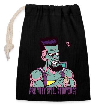 Average citizen: Is there still a debate? - Closable cotton gift bag (14x20cm) - black - Front