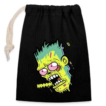 Cartoon Zombie Dit Non - Sac cadeau en coton avec cordon (14 x 20 cm) - noir - Devant