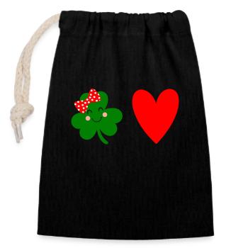 St Patricks Day Accessories Ireland Shamrock Decoration - Closable cotton gift bag (14x20cm) - black - Front