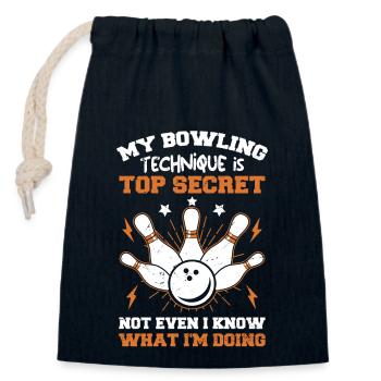 Bowling Team Bowling Ball Designs Bowling Tees - Sac cadeau en coton avec cordon (14 x 20 cm) - bleu marine - Devant
