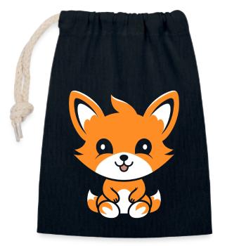 Kitsune Japanischer Little Fox Humor - Verschließbarer Geschenkbeutel aus Baumwolle (14x20cm) - Navy - Vorne