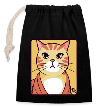Cool Simple Cartoon Cat - Closable cotton gift bag (14x20cm) - black - Front
