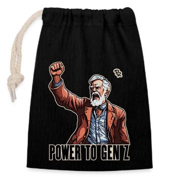 Fist in the air, Boomer Protest: Power for Gen Z - Closable cotton gift bag (14x20cm) - black - Front
