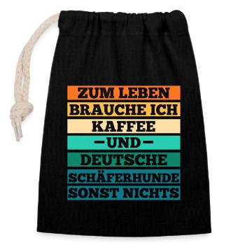 Kaffee Hund Deutscher Schäferhund - Verschließbarer Geschenkbeutel aus Baumwolle (14x20cm) - Schwarz - Vorne