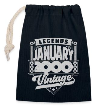 Vintage Anniversaire Janvier 2000, Janvier 2000. - Sac cadeau en coton avec cordon (14 x 20 cm) - bleu marine - Devant