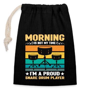 Joueur de caisse claire Le matin n’est pas mon heure de batterie - Sac cadeau en coton avec cordon (14 x 20 cm) - noir - Devant