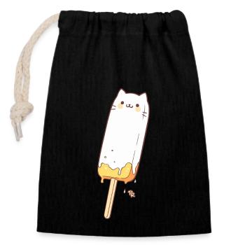 A cute popsicle cat - Closable cotton gift bag (14x20cm) - black - Front