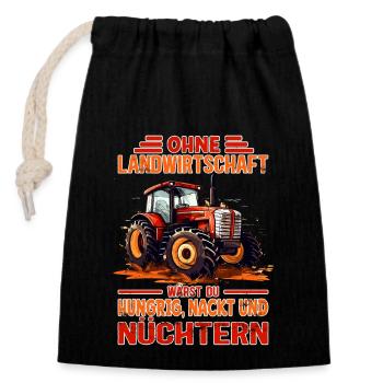 Landwirtschaft Demonstration - Traktor Bauerndemo - Verschließbarer Geschenkbeutel aus Baumwolle (14x20cm) - Schwarz - Vorne