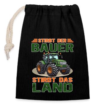 Bauerndemo Landwirtschaft Traktor fahren - Verschließbarer Geschenkbeutel aus Baumwolle (14x20cm) - Schwarz - Vorne