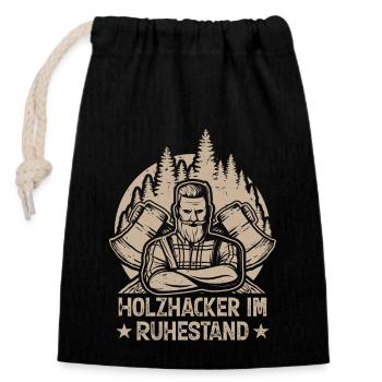 HOLZHACKER IM RUHESTAND - Verschließbarer Geschenkbeutel aus Baumwolle (14x20cm) - Schwarz - Vorne