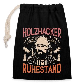 HOLZHACKER IM RUHESTAND - Verschließbarer Geschenkbeutel aus Baumwolle (14x20cm) - Schwarz - Vorne
