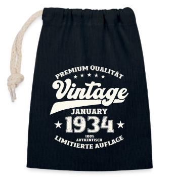 90th Birthday Legend Vintage 1934 Vintage - Closable cotton gift bag (14x20cm) - navy - Front