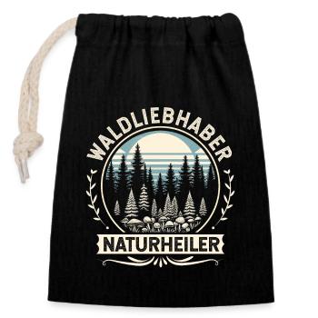 Waldliebhaber - Naturheiler Oberteil - Verschließbarer Geschenkbeutel aus Baumwolle (14x20cm) - Schwarz - Vorne