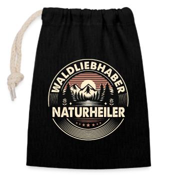 Waldliebhaber - Naturheiler Oberteil - Verschließbarer Geschenkbeutel aus Baumwolle (14x20cm) - Schwarz - Vorne