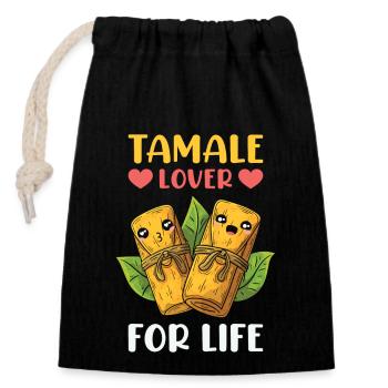 Tamales Lover for Life Kawaii Tamale Mexico Food - Closable cotton gift bag (14x20cm) - black - Front