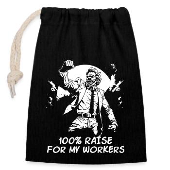 Salary increase for working-class workers - Closable cotton gift bag (14x20cm) - black - Front