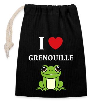 Petite grenouille - Sac cadeau en coton avec cordon (14 x 20 cm) - noir - Devant