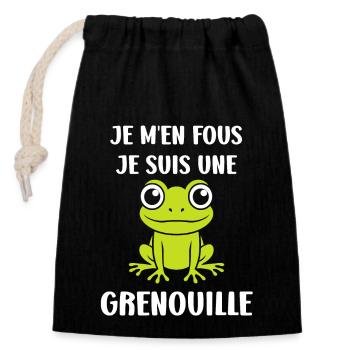 Petite grenouille - Sac cadeau en coton avec cordon (14 x 20 cm) - noir - Devant