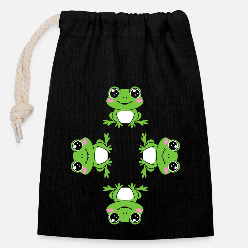Little Frog - Closable cotton gift bag (14x20cm) - black