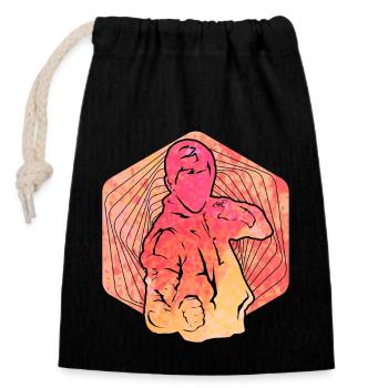 Wing Chun - Sac cadeau en coton avec cordon (14 x 20 cm) - noir - Devant
